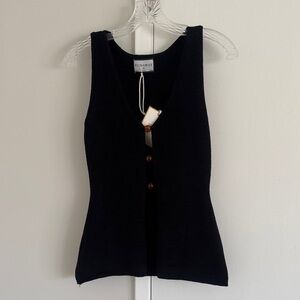 Runaway Black Buttoned Tank Top